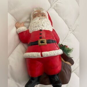 Vintage ceramic Santa Claus. Vibrant colors. Could be used for candy or a plant.